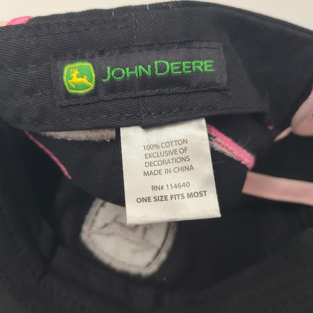 Women John Deere Hat Adjustable Black Pink Flames Cotton Farm Hunt Fish Casual - Picture 11 of 11